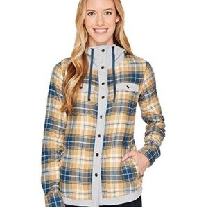 Marmot Reagan Plaid Hooded Flannel Women’s Size XS in Yellow, Blue, White & Gray